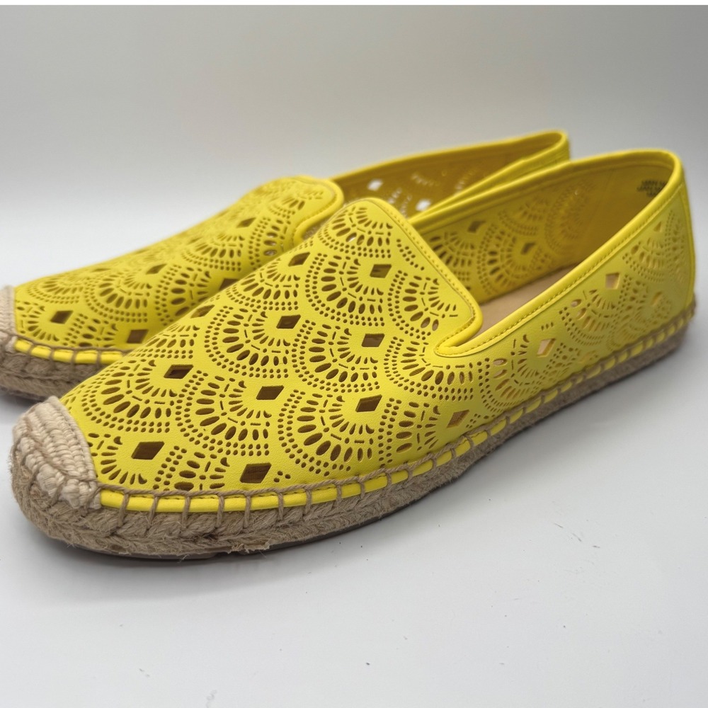 Talbots Espadrille Flats Womens 9 Yellow Laser Cut Slip On Loafers